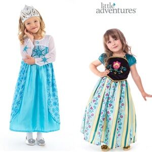 2 dresses + 1 crown for Frozen costume / dress up  (Size M 3-5 years old)